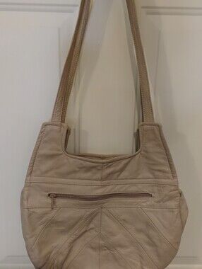 Vintage Boho-Style Chevron Leather Shoulder Bag / Purse NOS Handmade